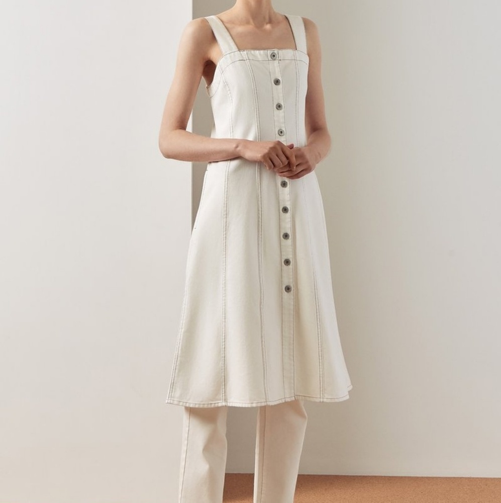 Kowtow panel dress ecru denim